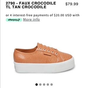 Croc Leather Tan Platform Sneakers